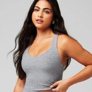 fabletics anywhere built in bra tank heather grey, size small, NWT